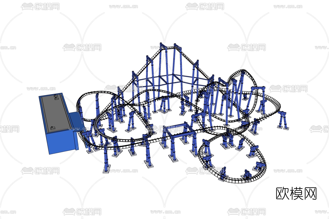 现代过山车免费su模型下载