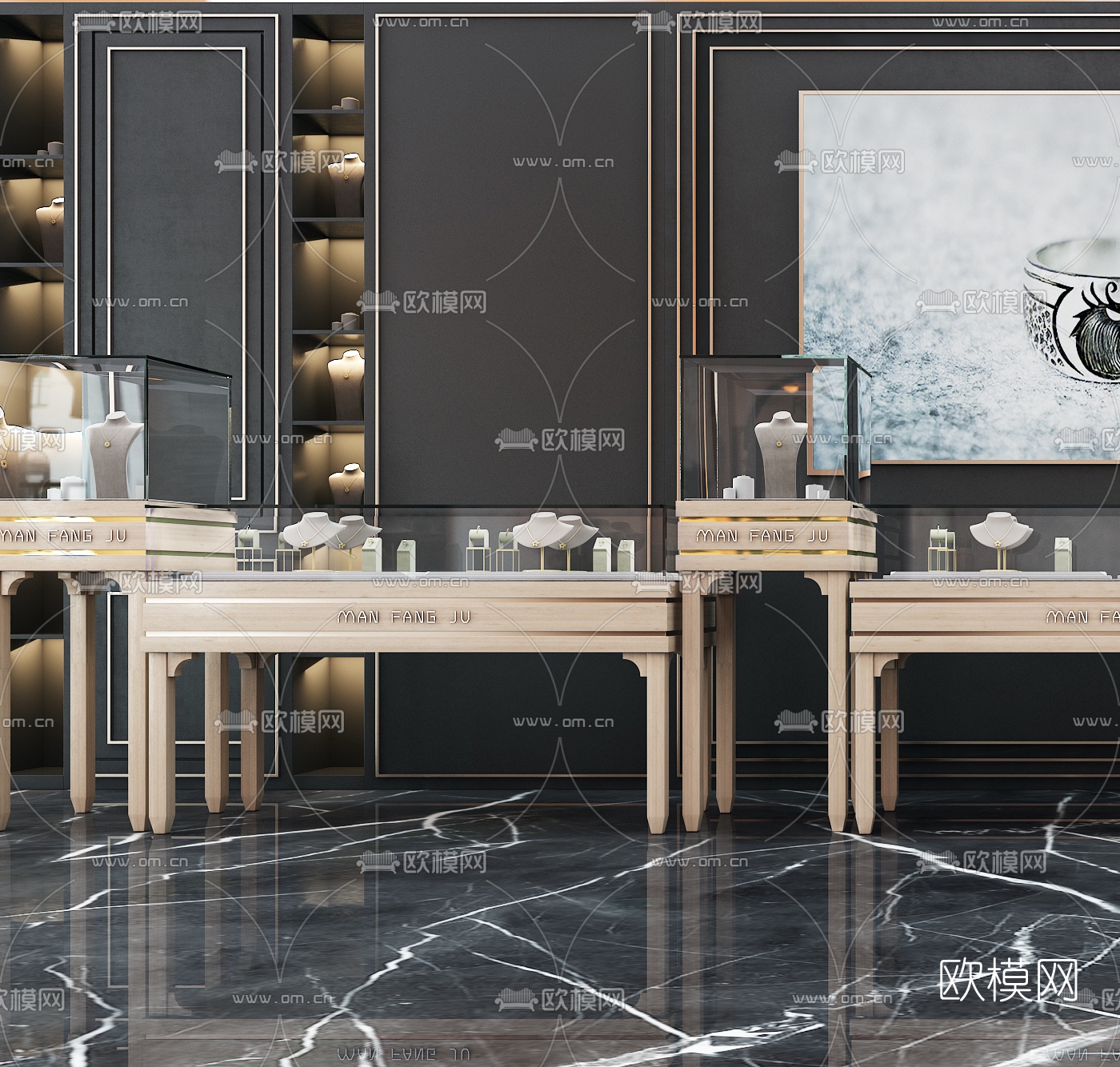 现代珠宝展柜3d模型下载（渲染图3）