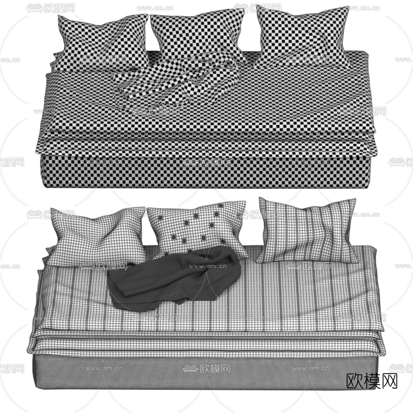 现代简约沙发垫靠枕免费3d模型下载（渲染图2）