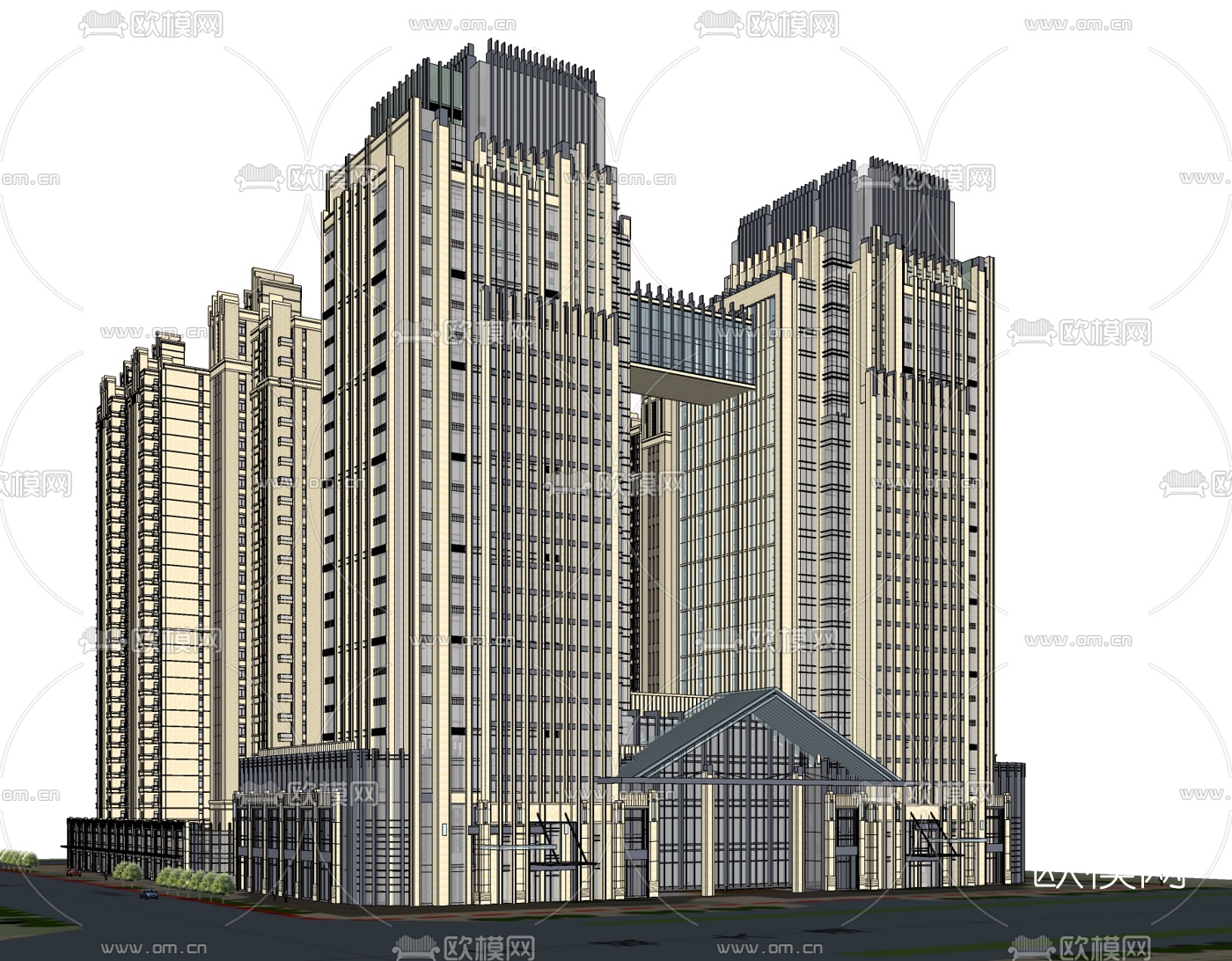 新古典酒店su模型