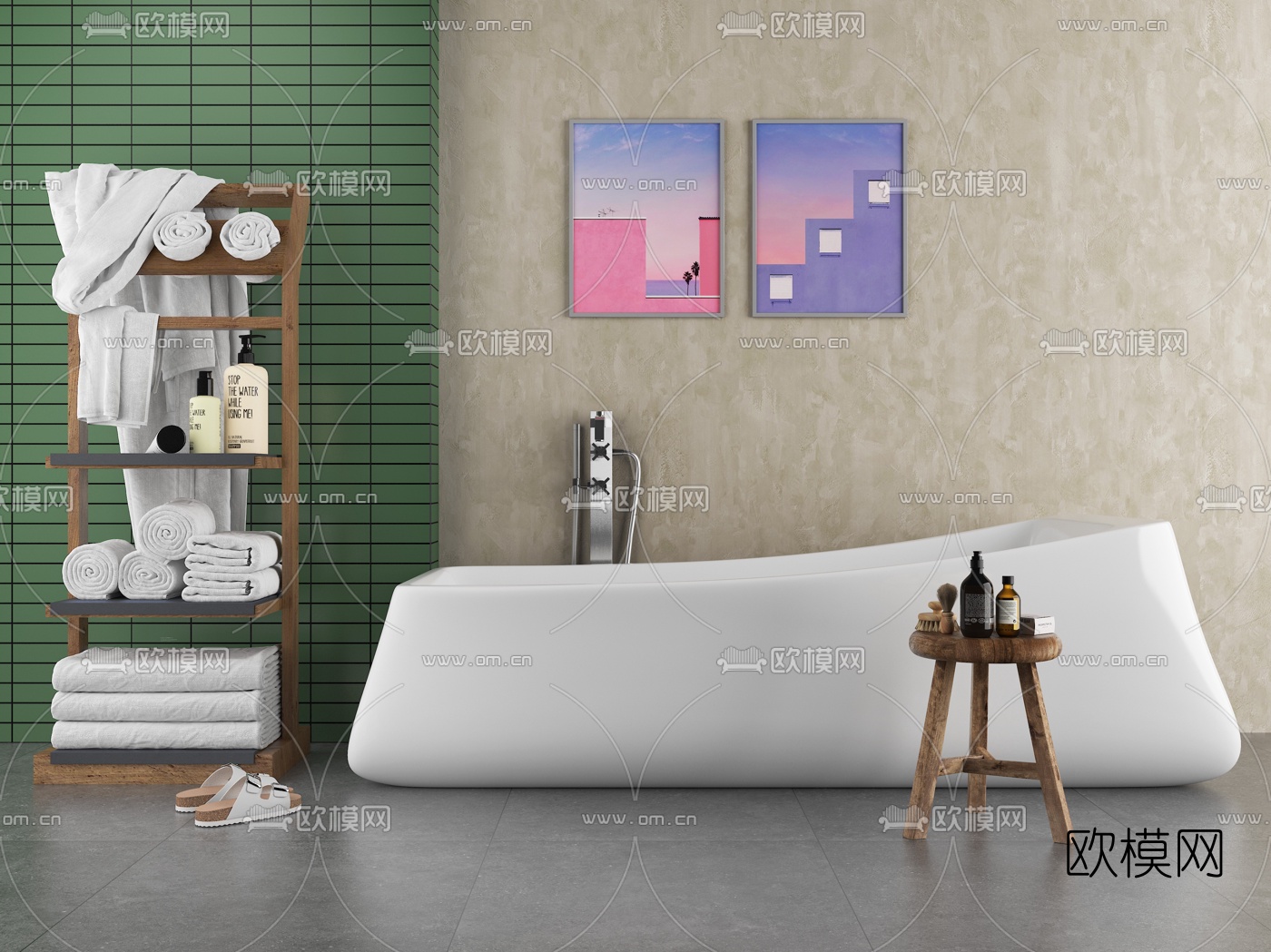北欧陶瓷浴缸3d模型下载