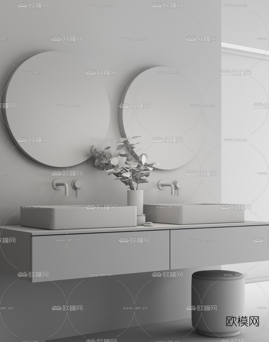 现代简约浴室柜洗手台3d模型