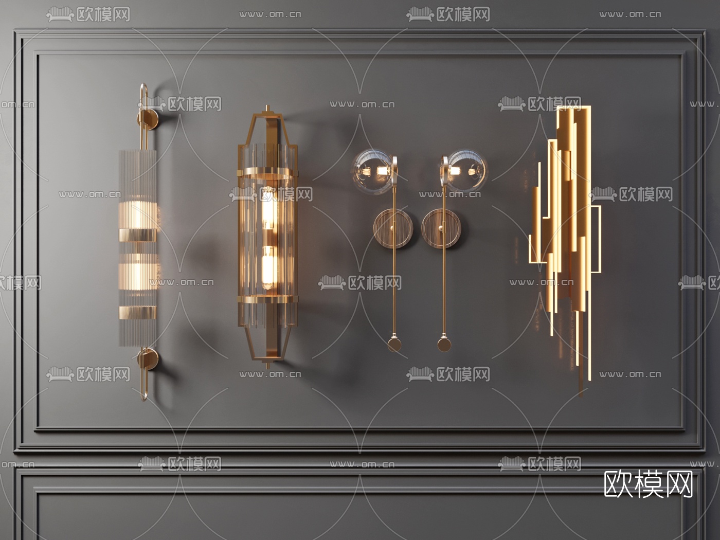 现代轻奢金属壁灯3d模型下载