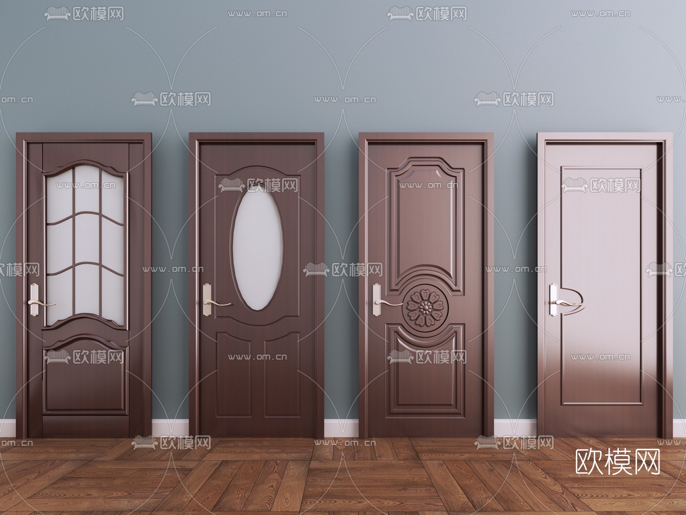 欧式实木平开门3d模型下载