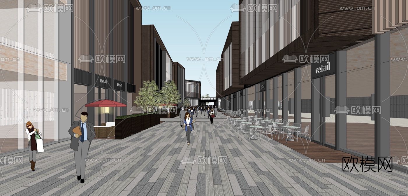 现代商业综合体建筑景观su模型