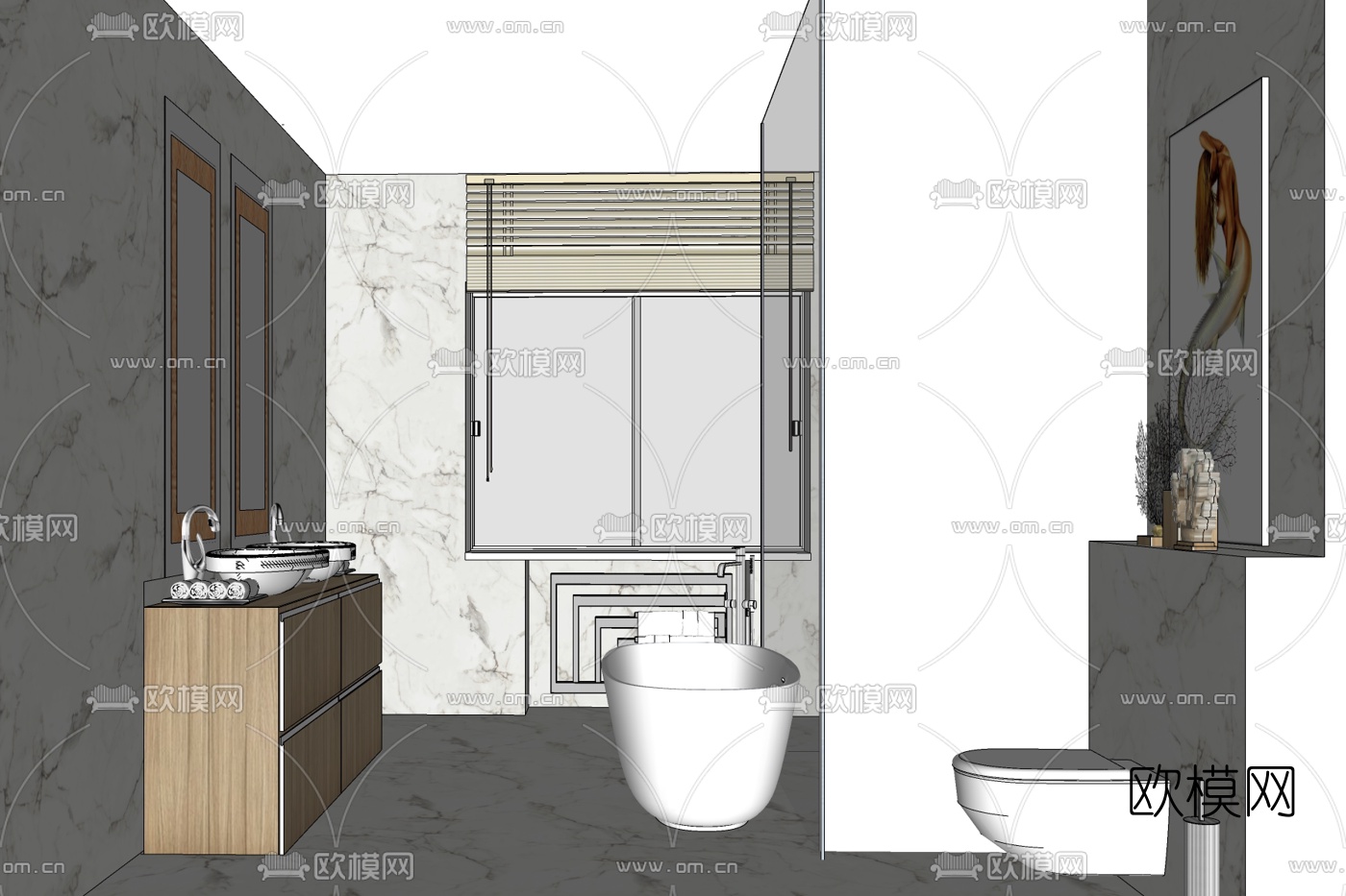 新中式卫生间免费su模型下载