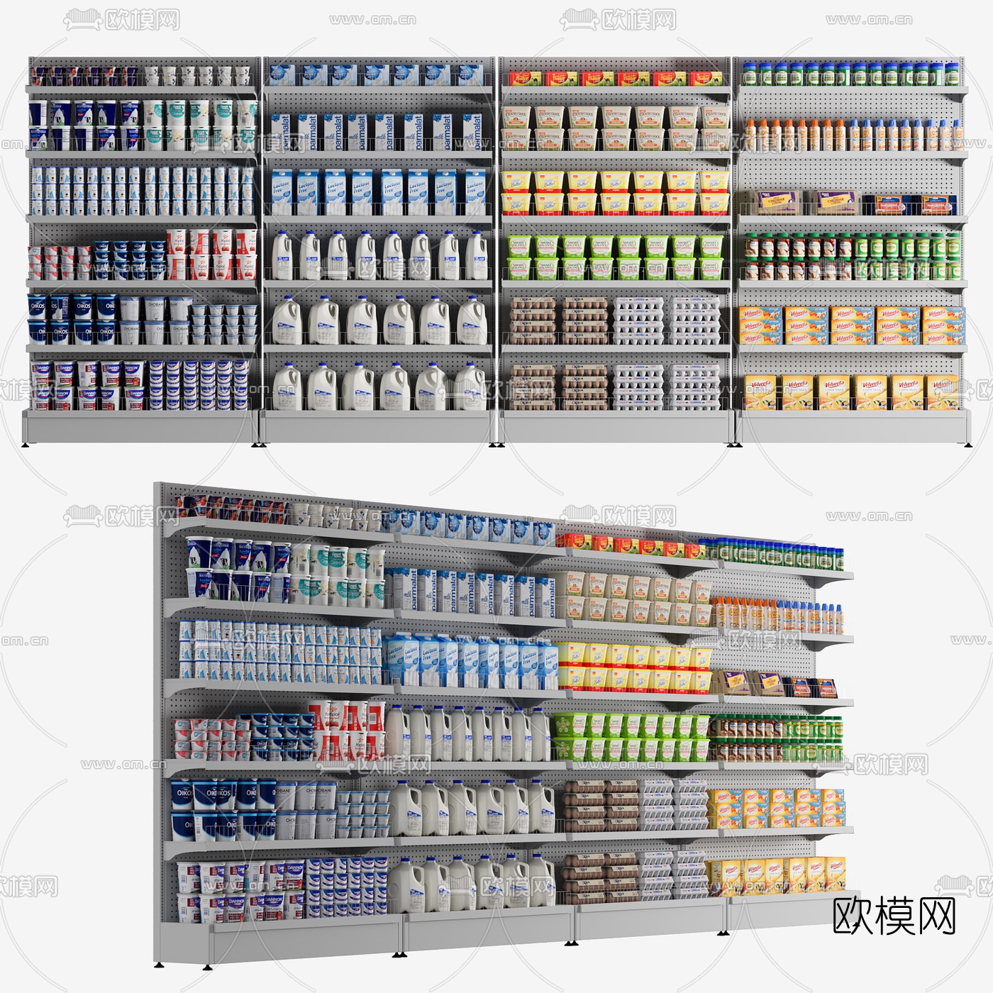 现代牛奶食品展柜3d模型下载（渲染图5）
