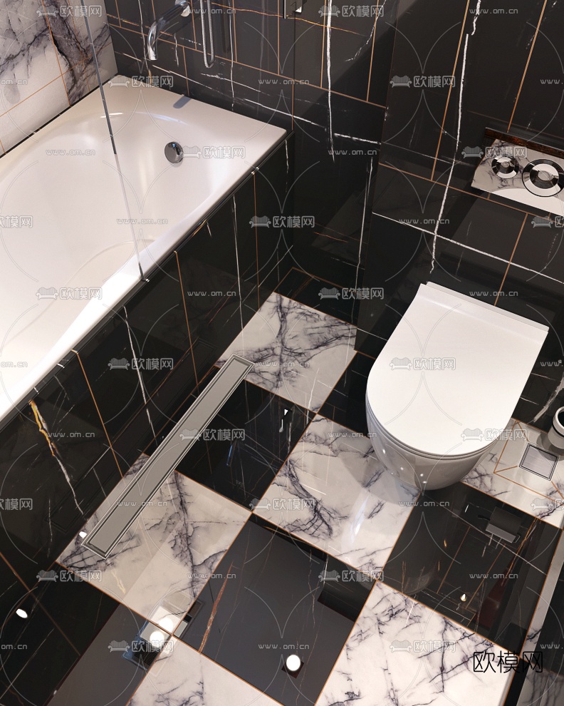 现代轻奢卫生间3d模型下载（渲染图3）