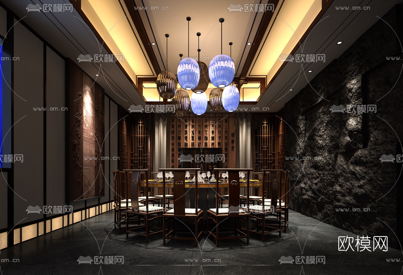 中式火锅店包厢免费3d模型下载_ID10201710_3dmax免费模型-欧模网