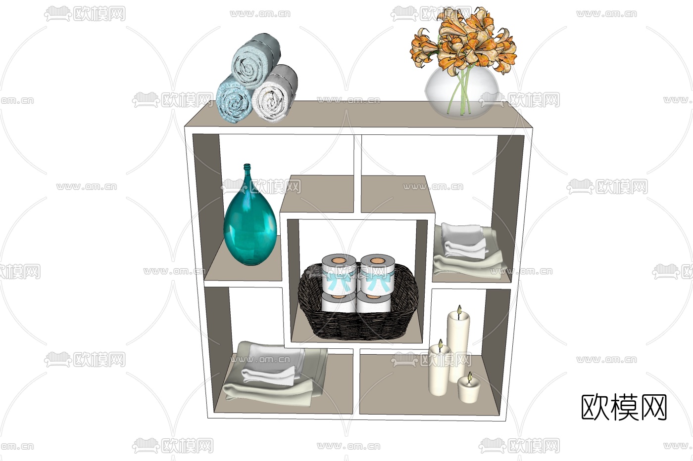 现代实木浴室柜免费su模型下载