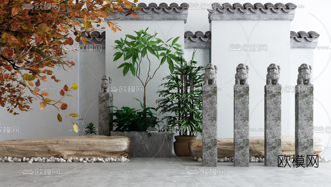 新中式景观小品石雕3d模型