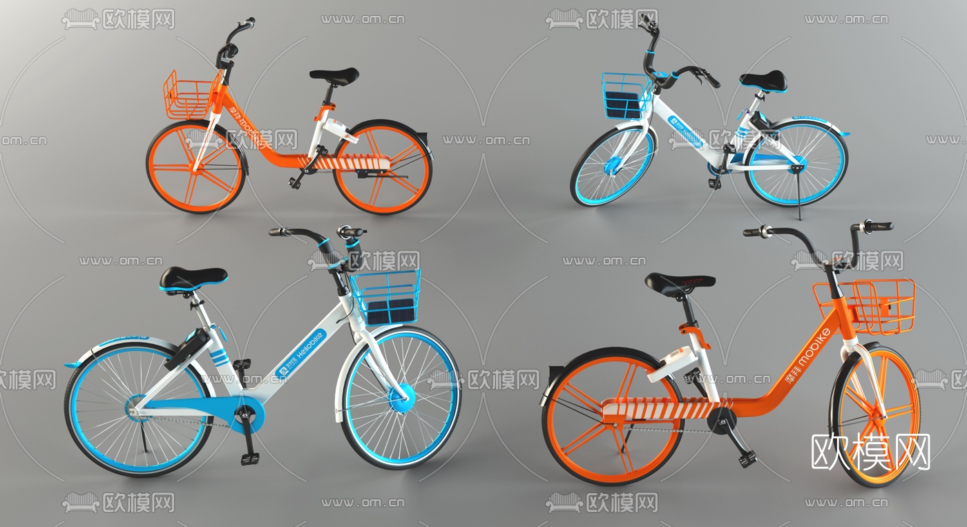 现代共享自行车3d模型