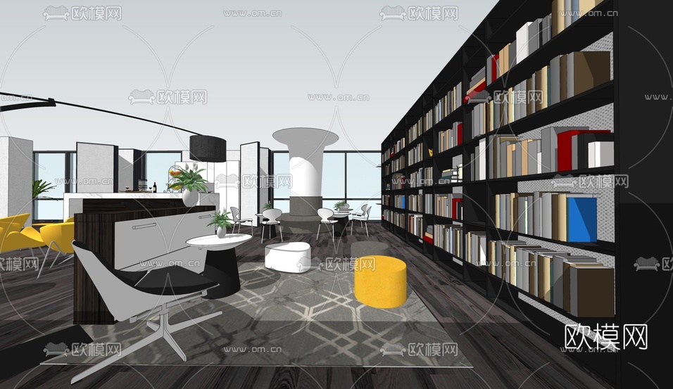 现代茶水间休闲区su模型下载(渲染图2)