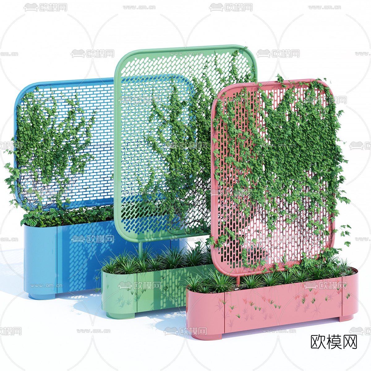 北欧藤蔓绿植盆栽组合3d模型下载（渲染图1）