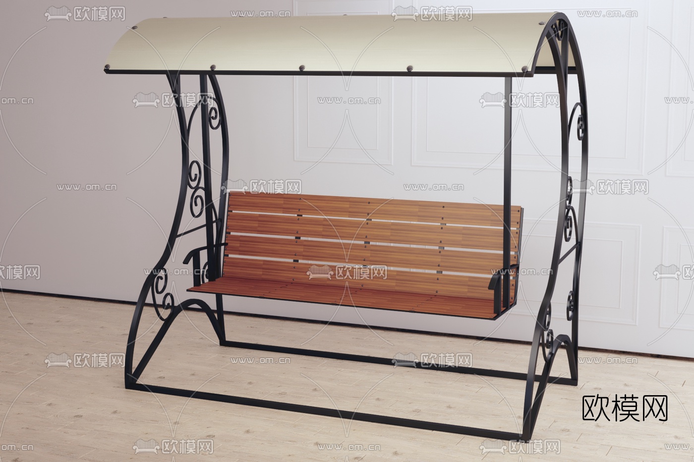 现代铁艺户外摇椅3d模型下载