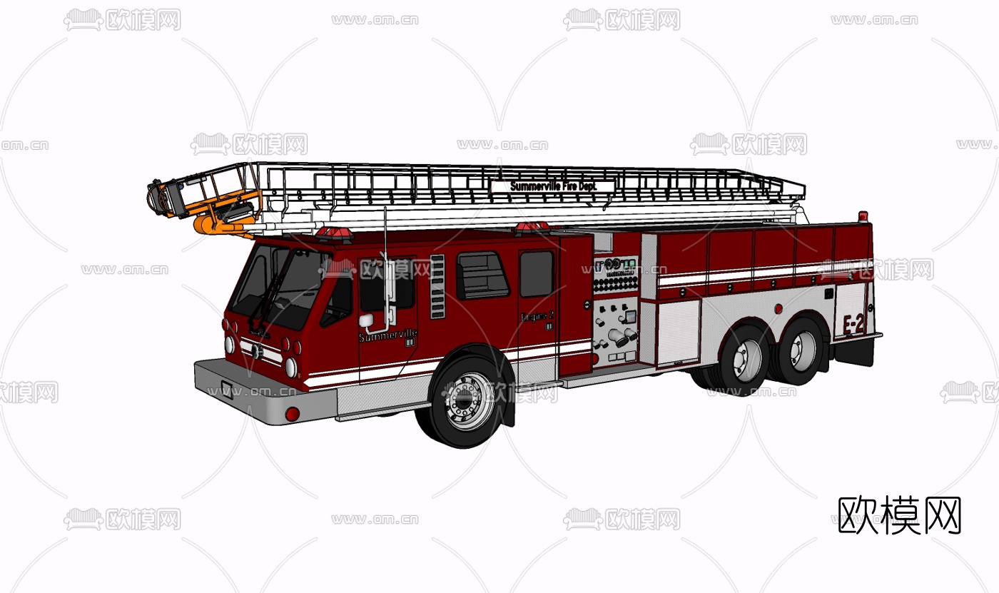 现代消防车免费su模型下载