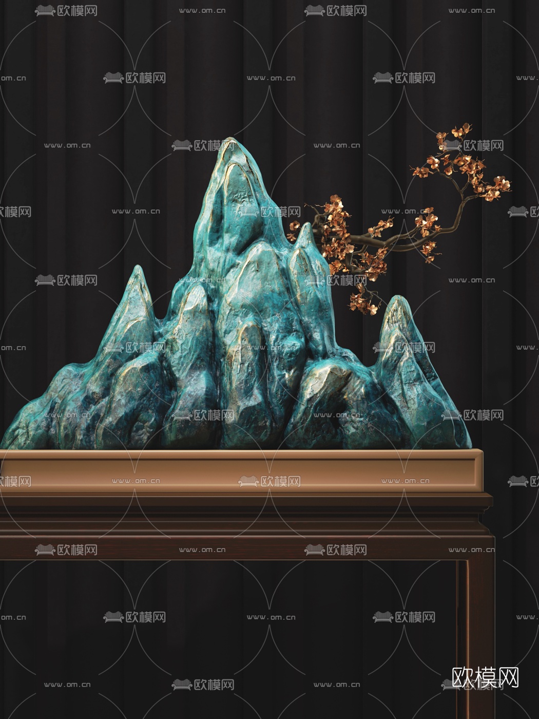 新中式假山摆件3d模型