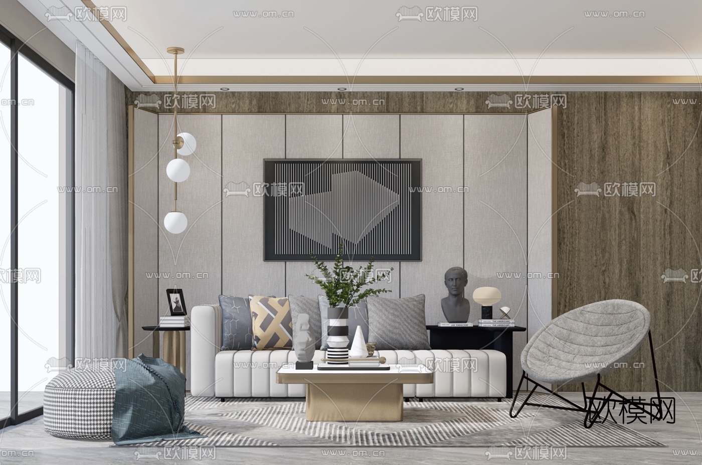 现代简约客厅su模型