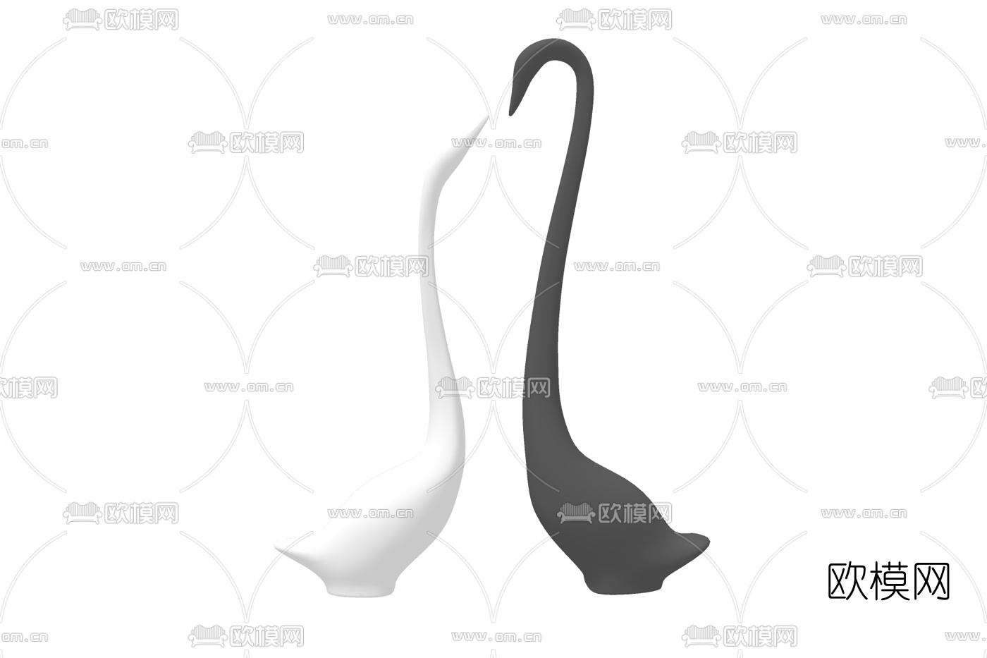 现代天鹅雕塑摆件免费su模型