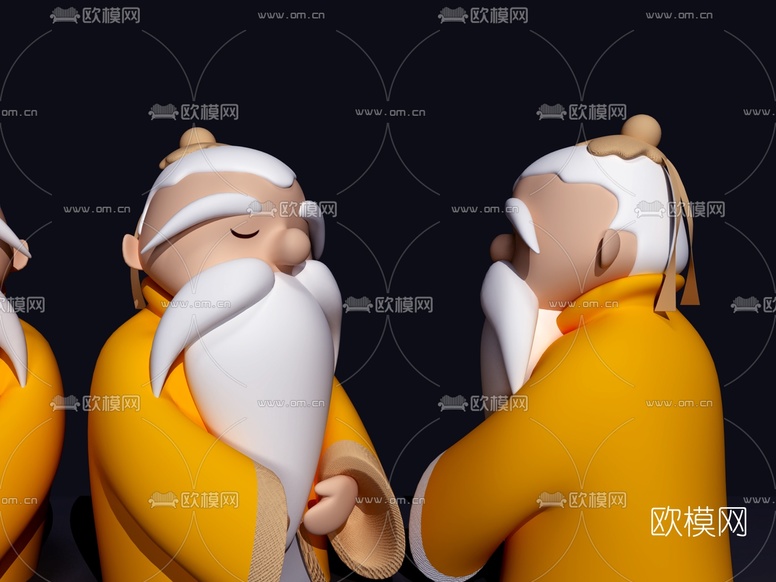 现代卡通老人3d模型下载(渲染图2)