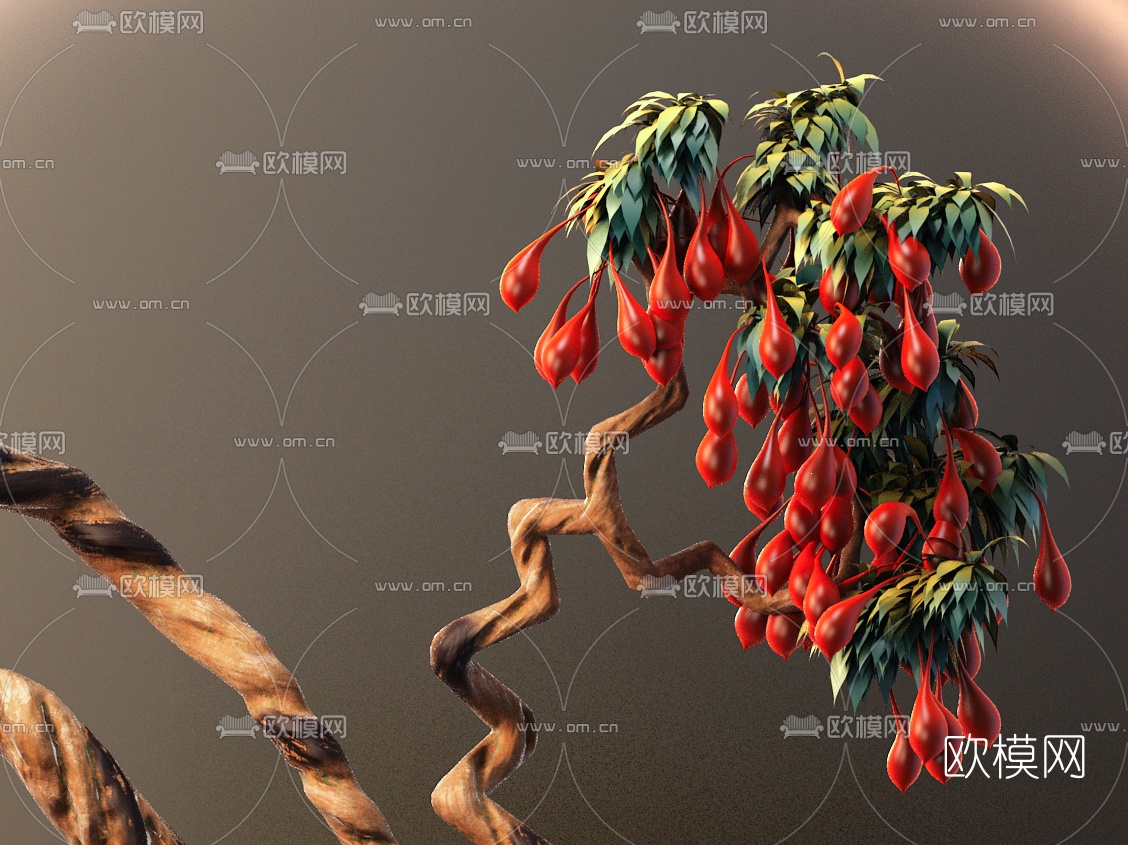 新中式植物摆件3d模型