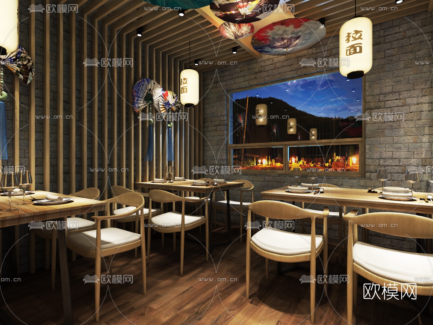 日式拉面馆免费3d模型下载（渲染图4）