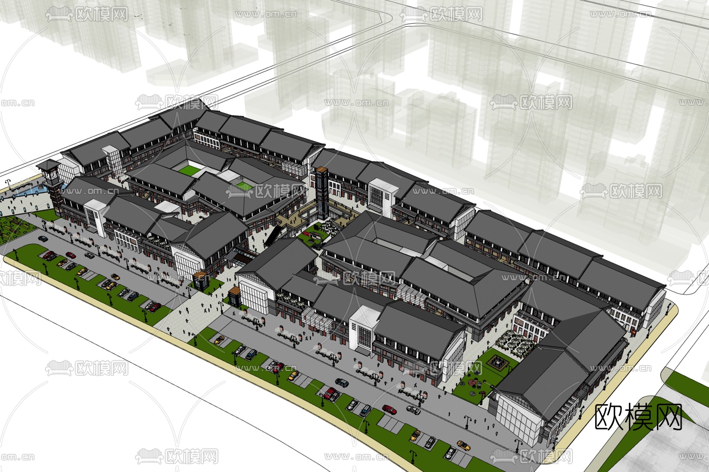 中式房屋规划免费su模型下载