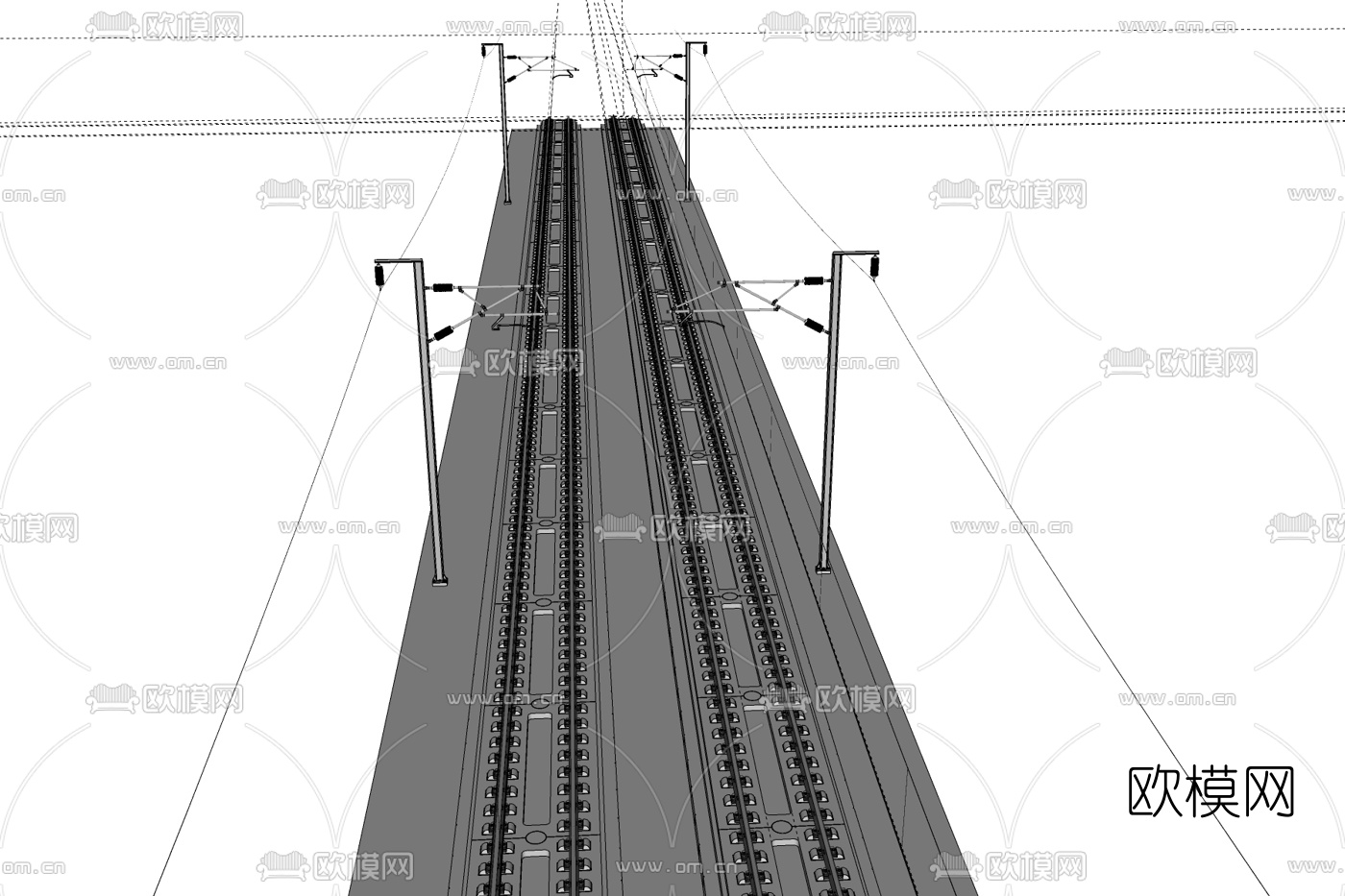 现代火车铁轨免费su模型下载