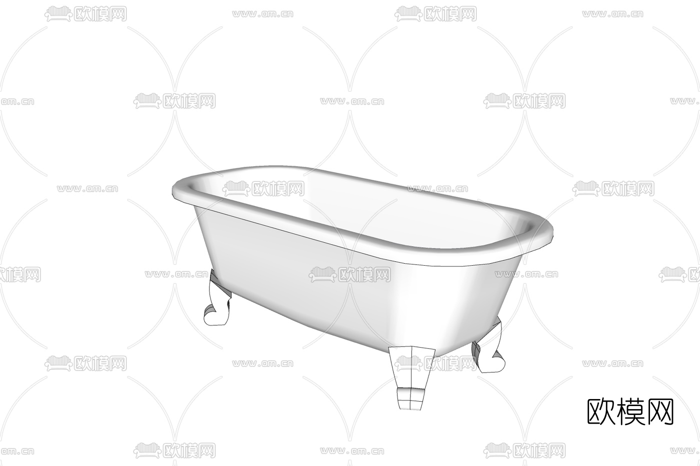 现代浴缸免费su模型下载