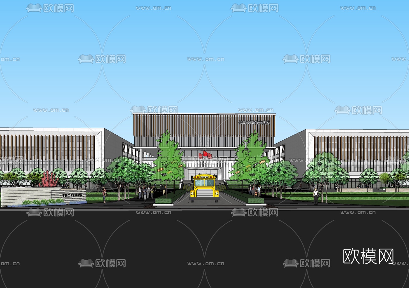现代学校规划su模型下载（渲染图6）