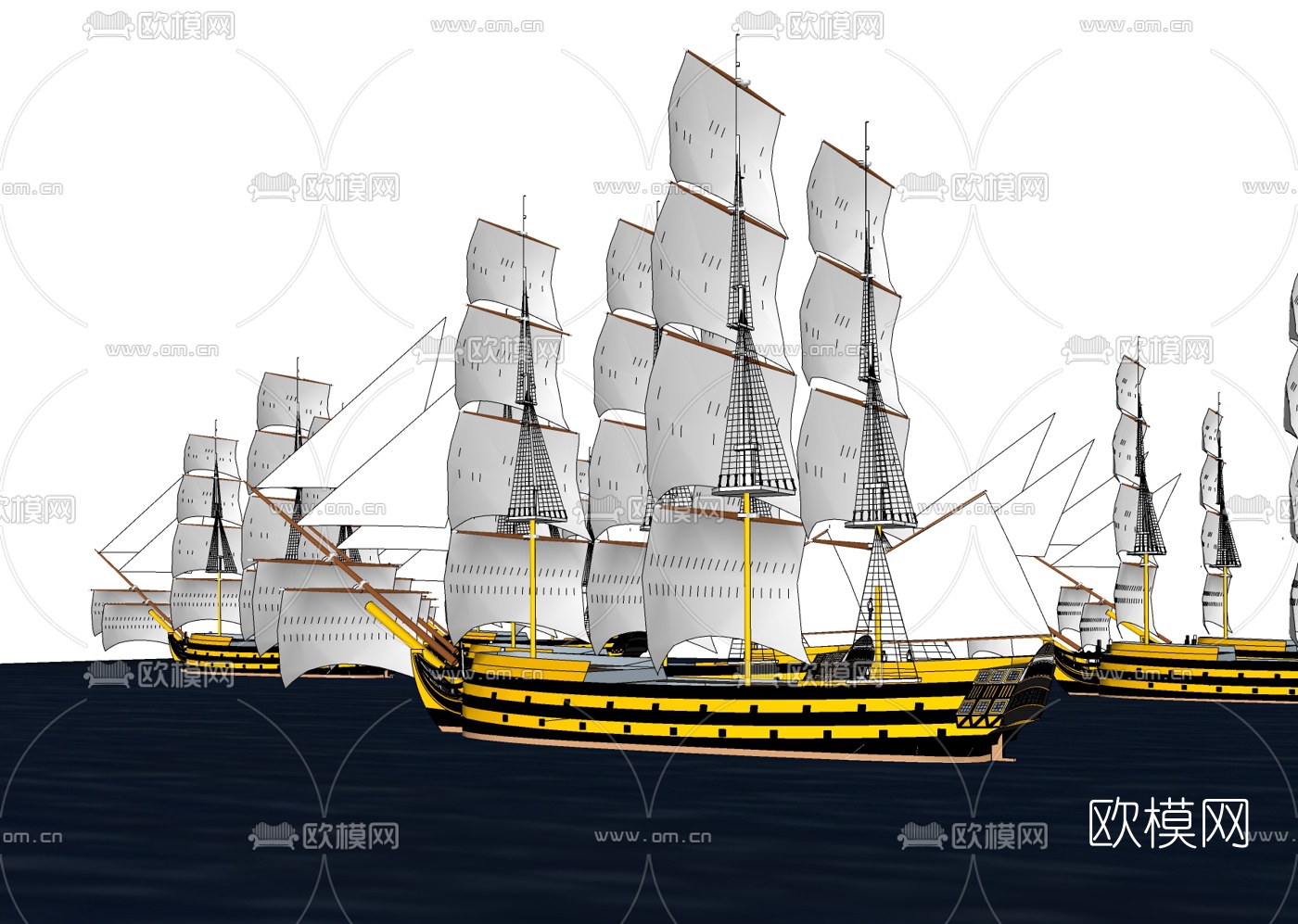 现代帆船免费su模型下载