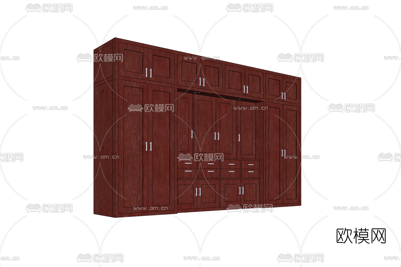 美式实木衣柜免费su模型下载