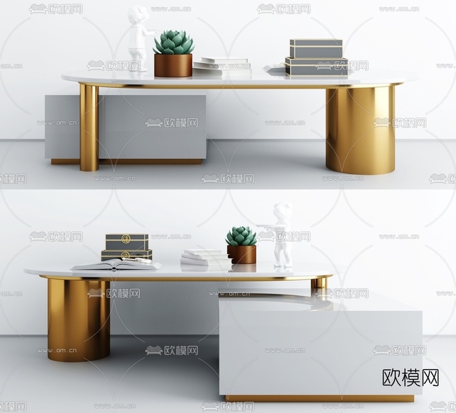 现代金属茶几3d模型下载