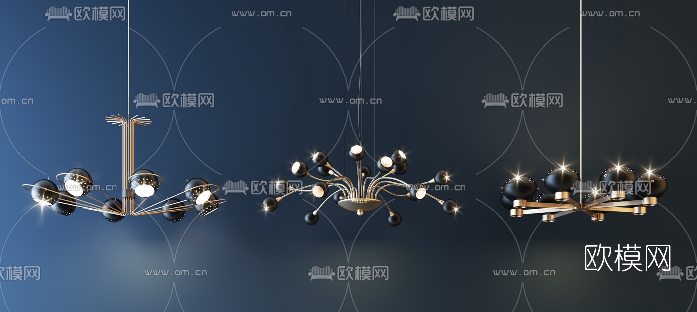 现代金属艺术吊灯3d模型