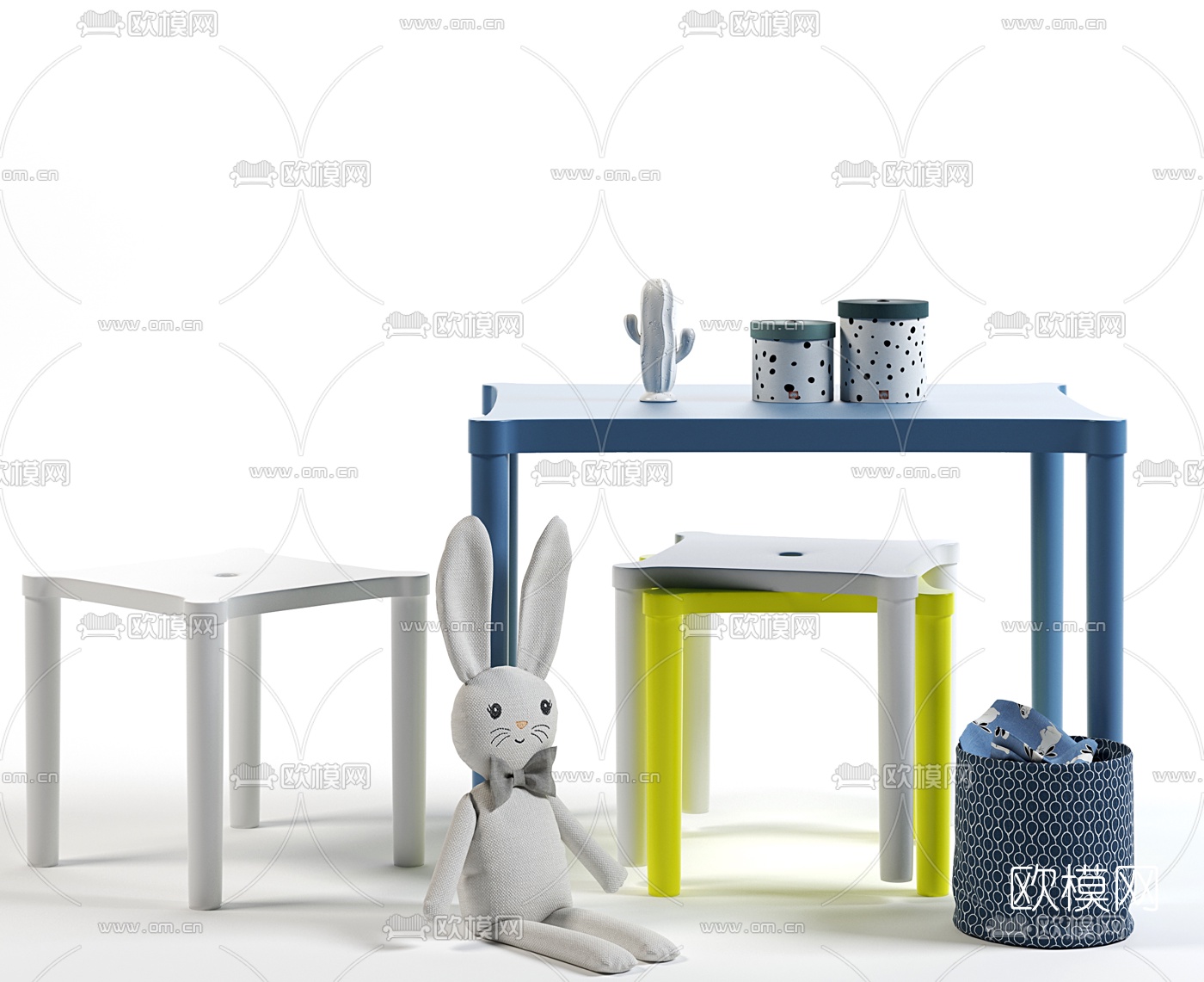 现代儿童桌椅3d模型下载
