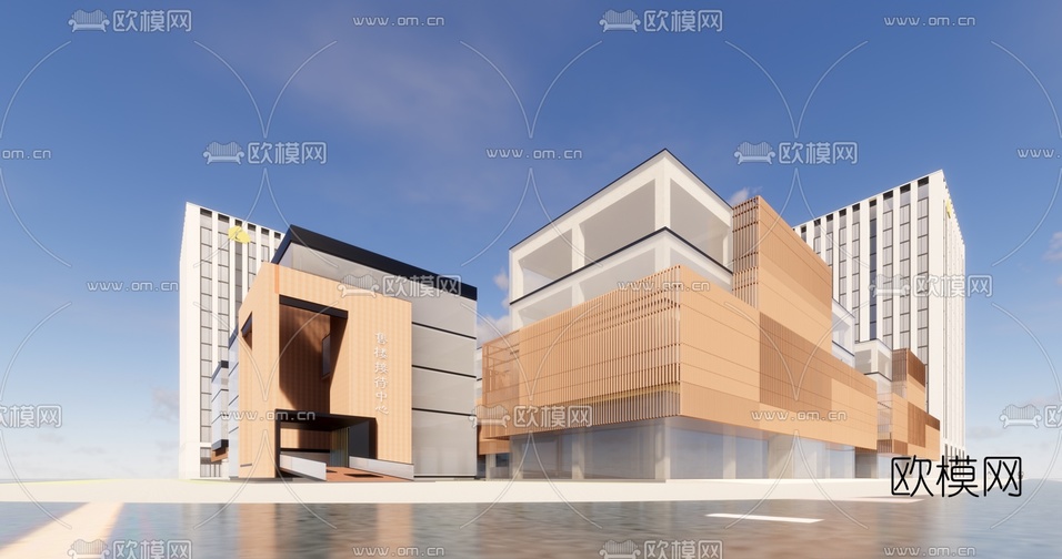 现代商业综合体su模型下载(渲染图1)