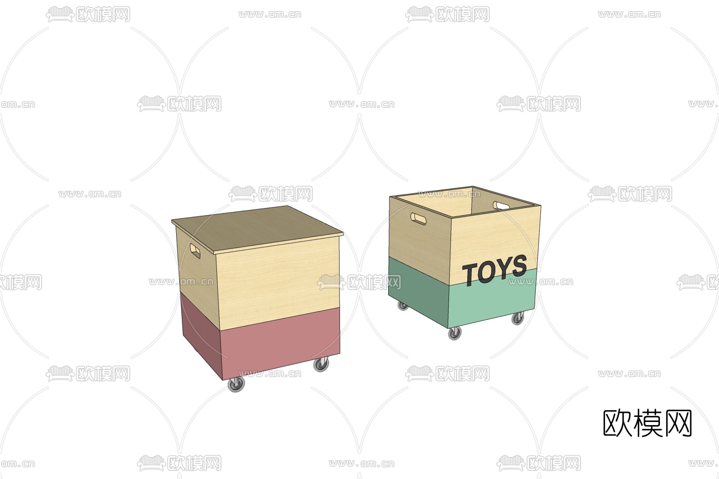 北欧实木床头柜免费su模型下载