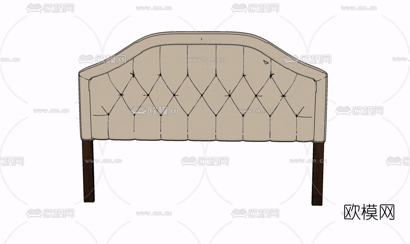 现代床头软包免费su模型下载