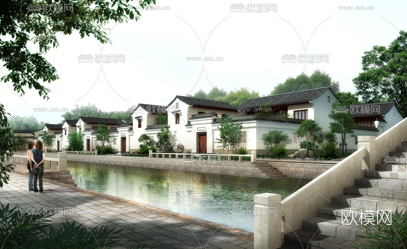 中式四合院住宅建筑外观3d模型