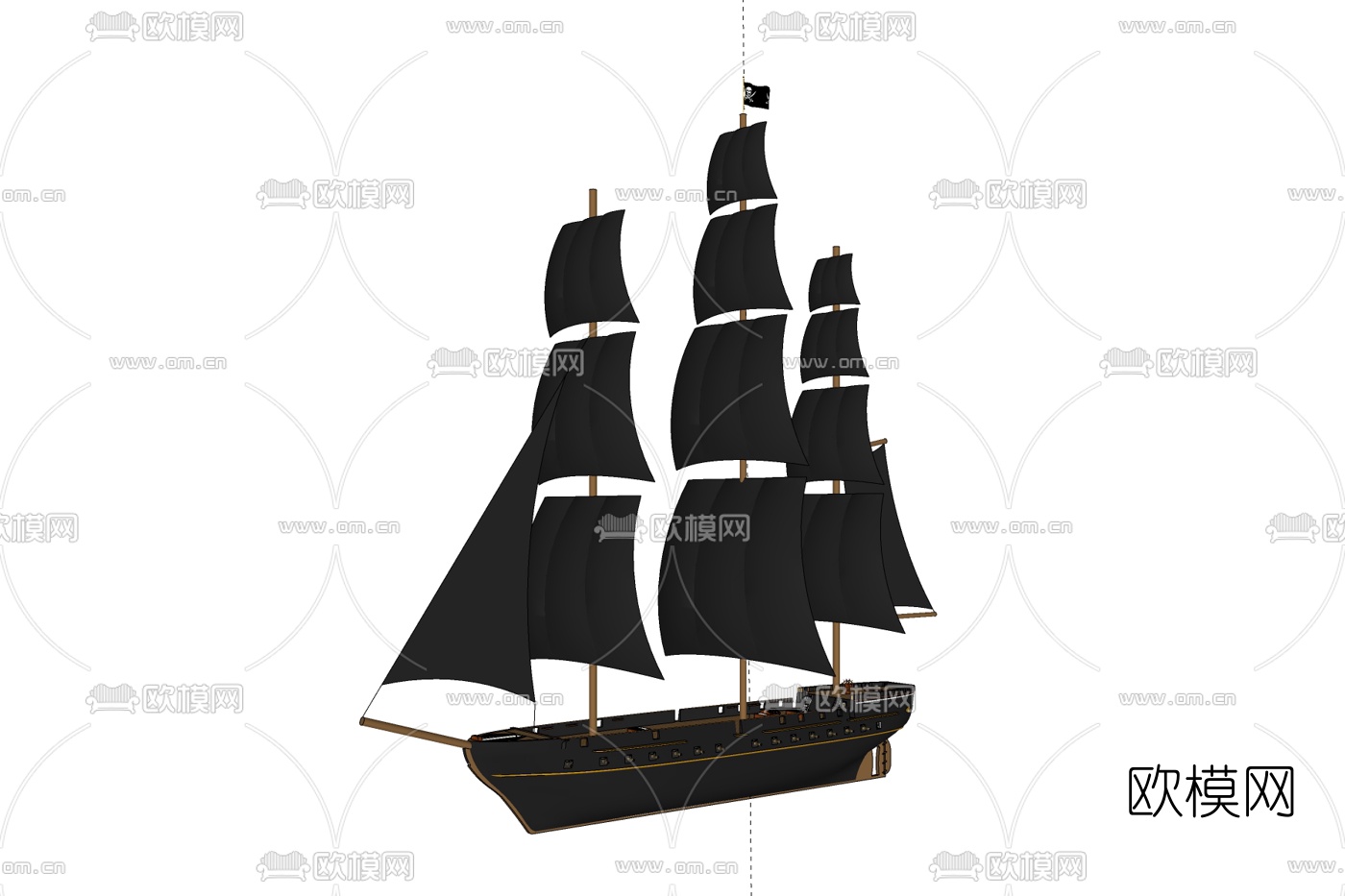 中式古代帆船免费su模型下载