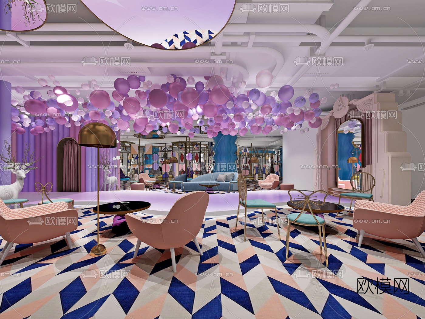 现代轻奢婚纱店3d模型