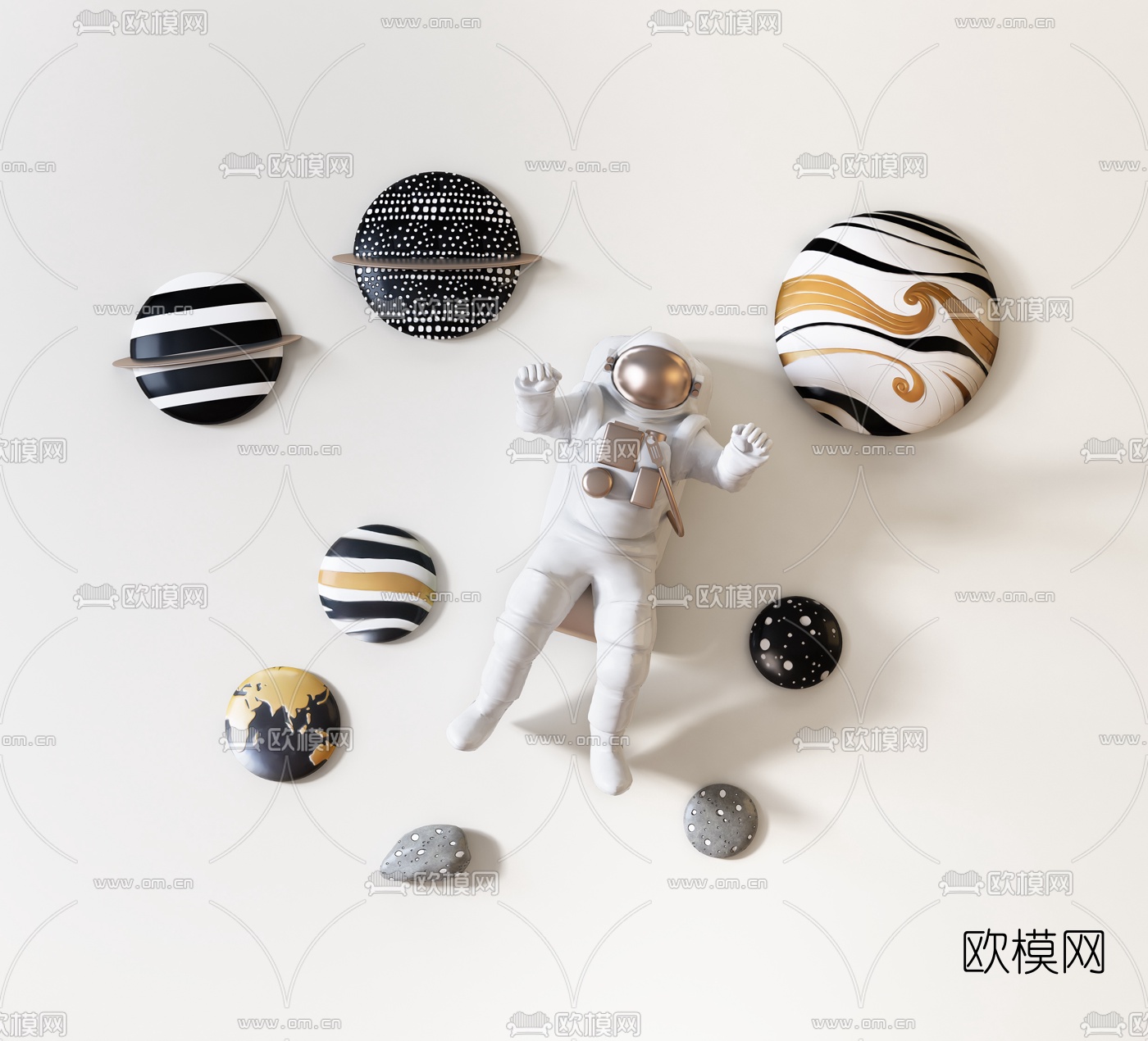 现代太空宇航员挂件3d模型