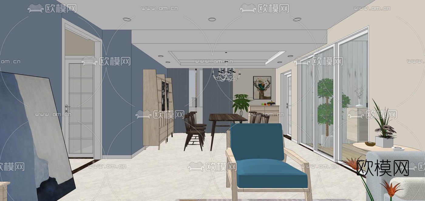 北欧客餐厅su模型