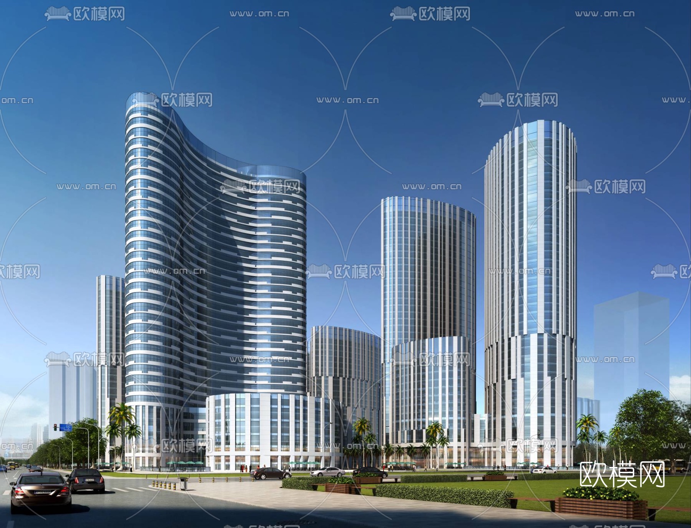 现代办公楼建筑外观3d模型