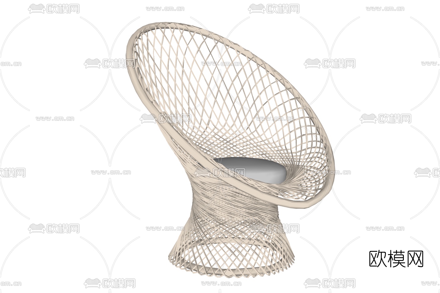 现代竹编户外休闲椅免费su模型下载