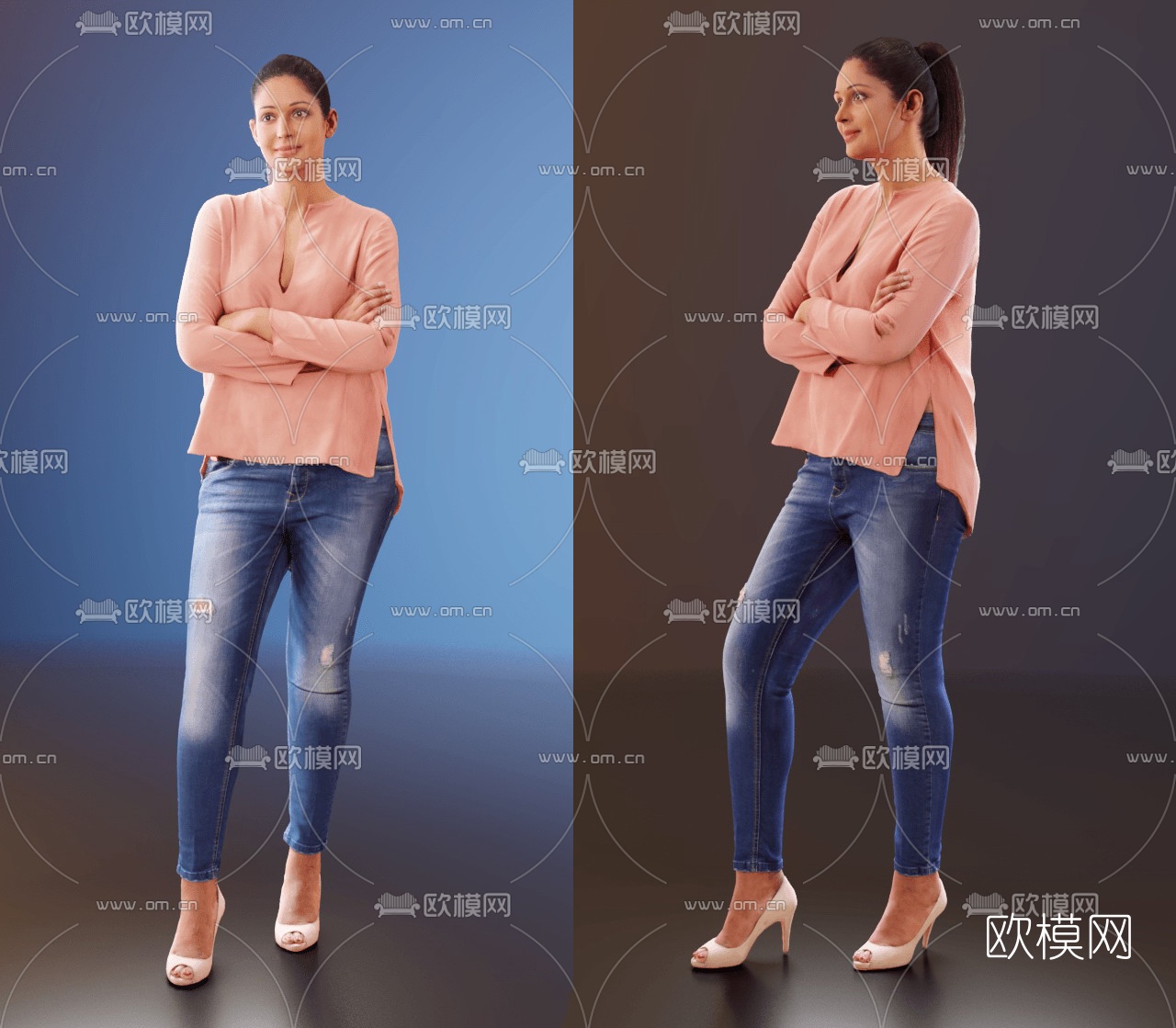 现代站姿欧美女人3d模型下载