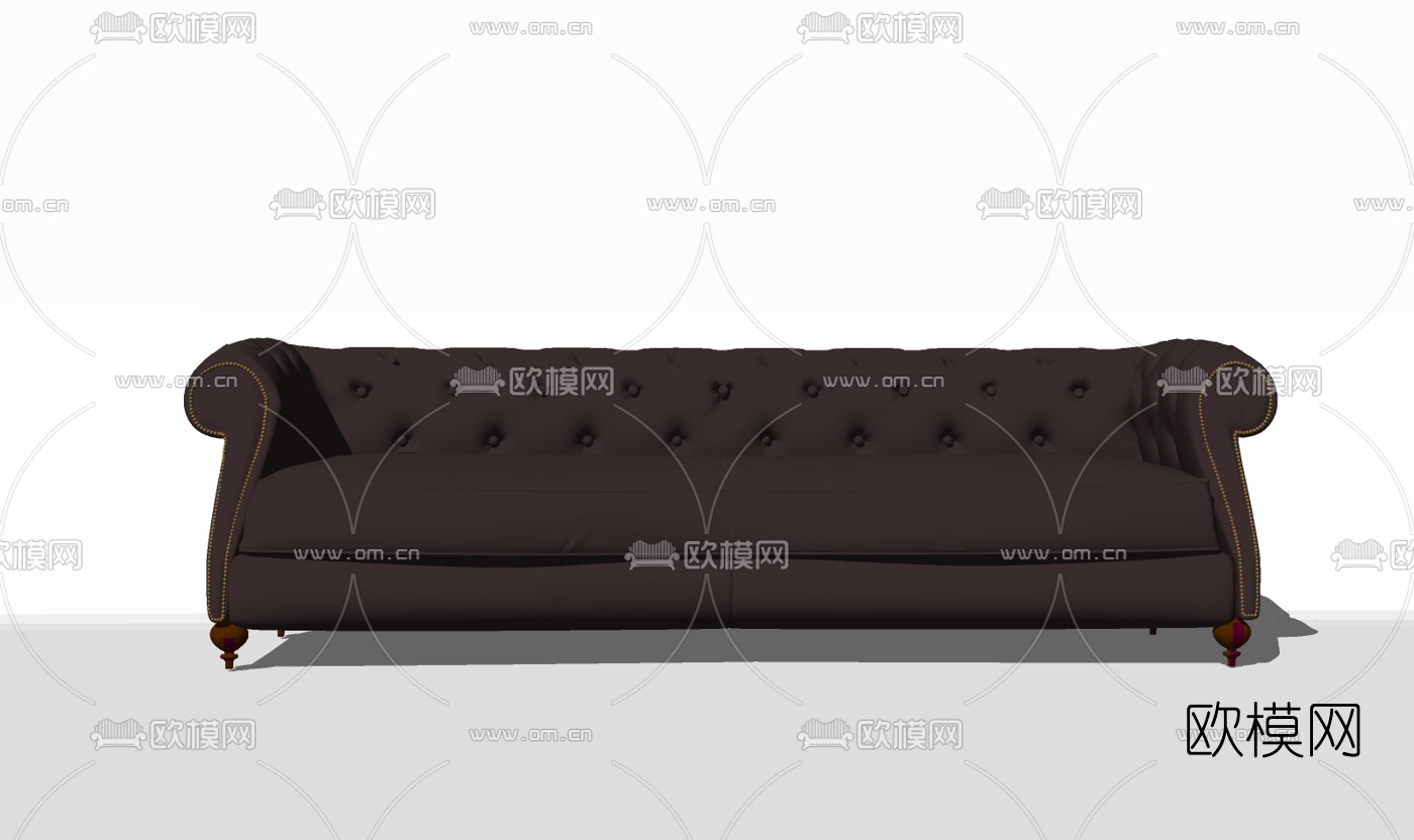 欧式布艺多人沙发su模型下载