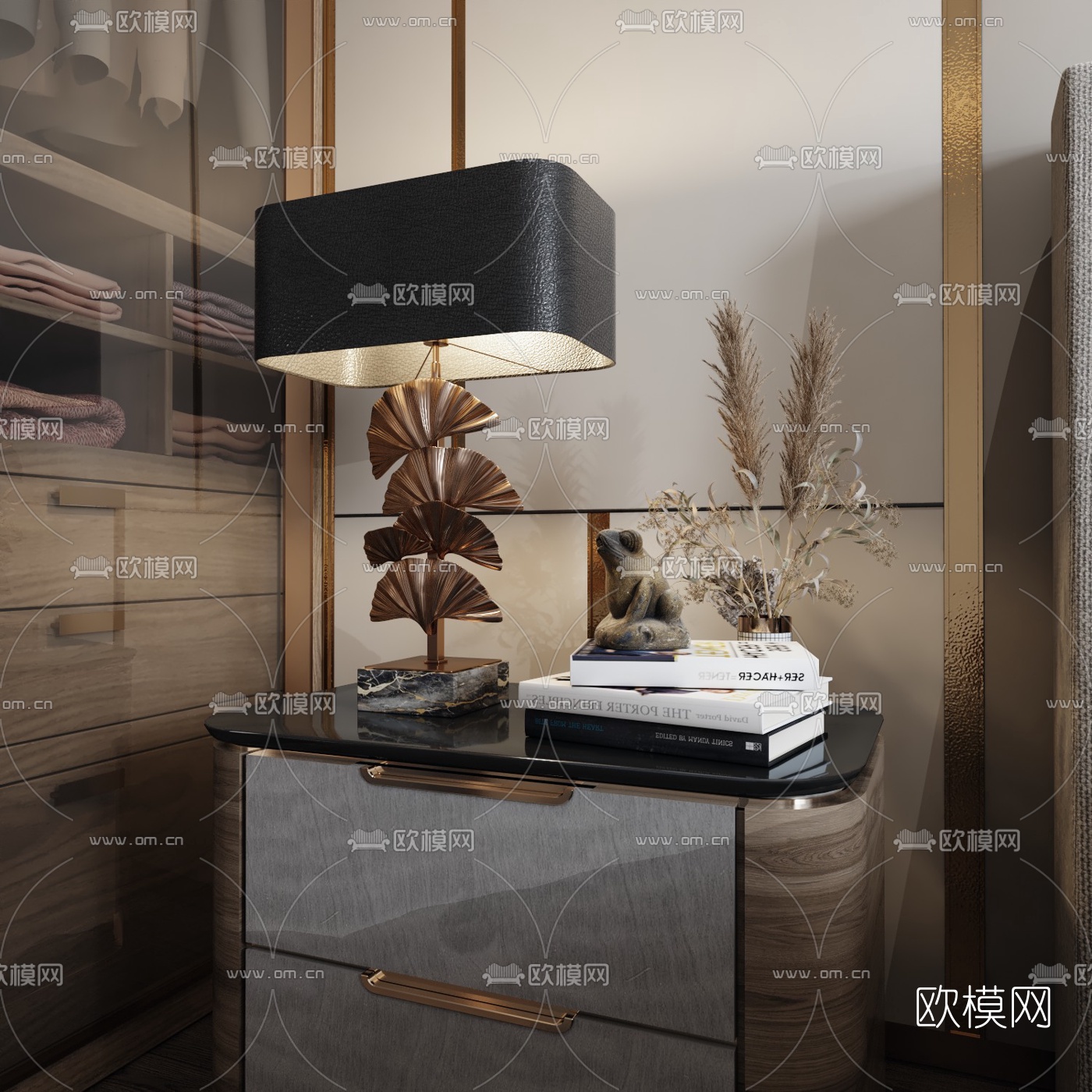 现代轻奢主人房卧室3d模型