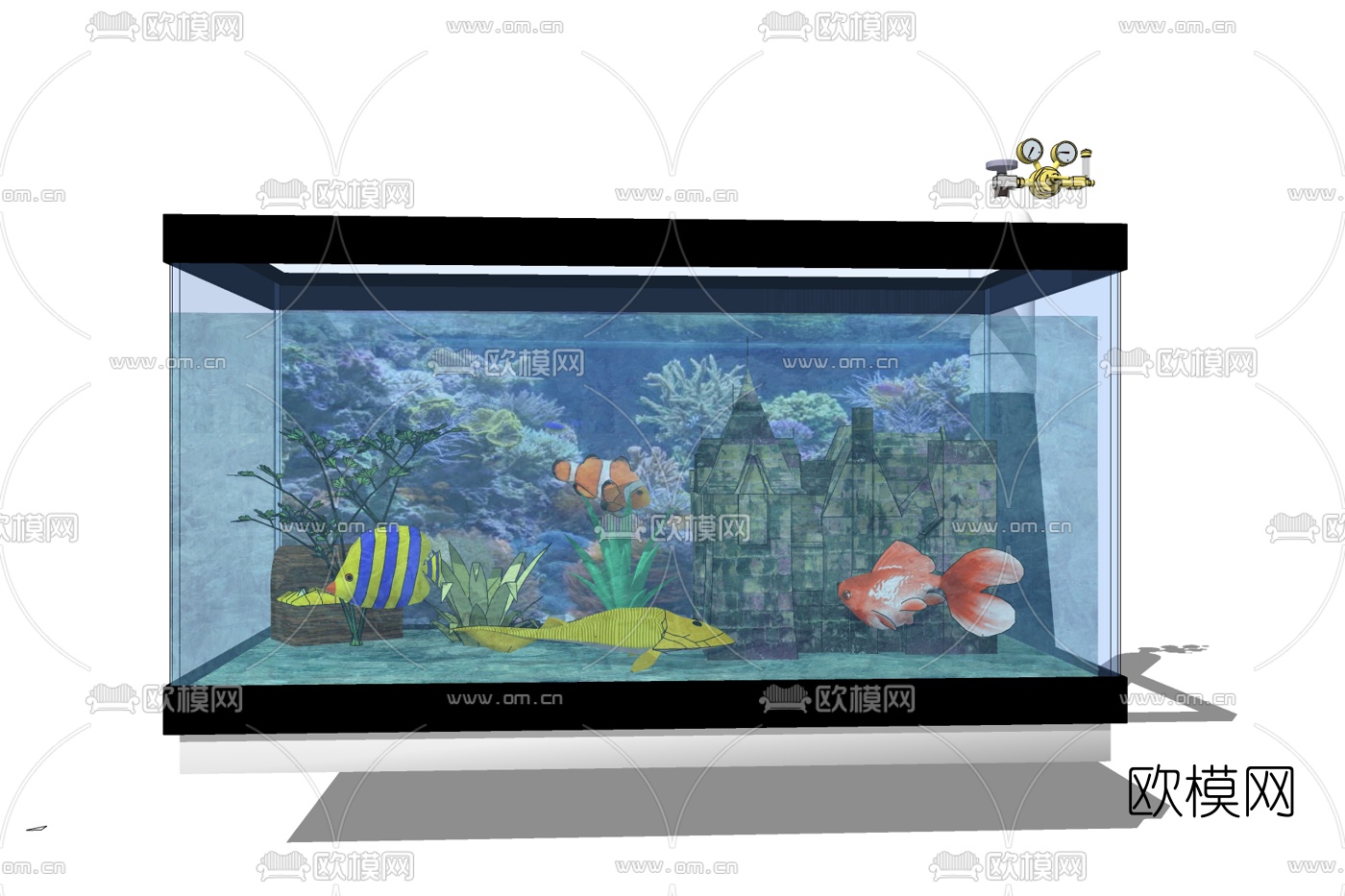 现代鱼缸免费su模型下载