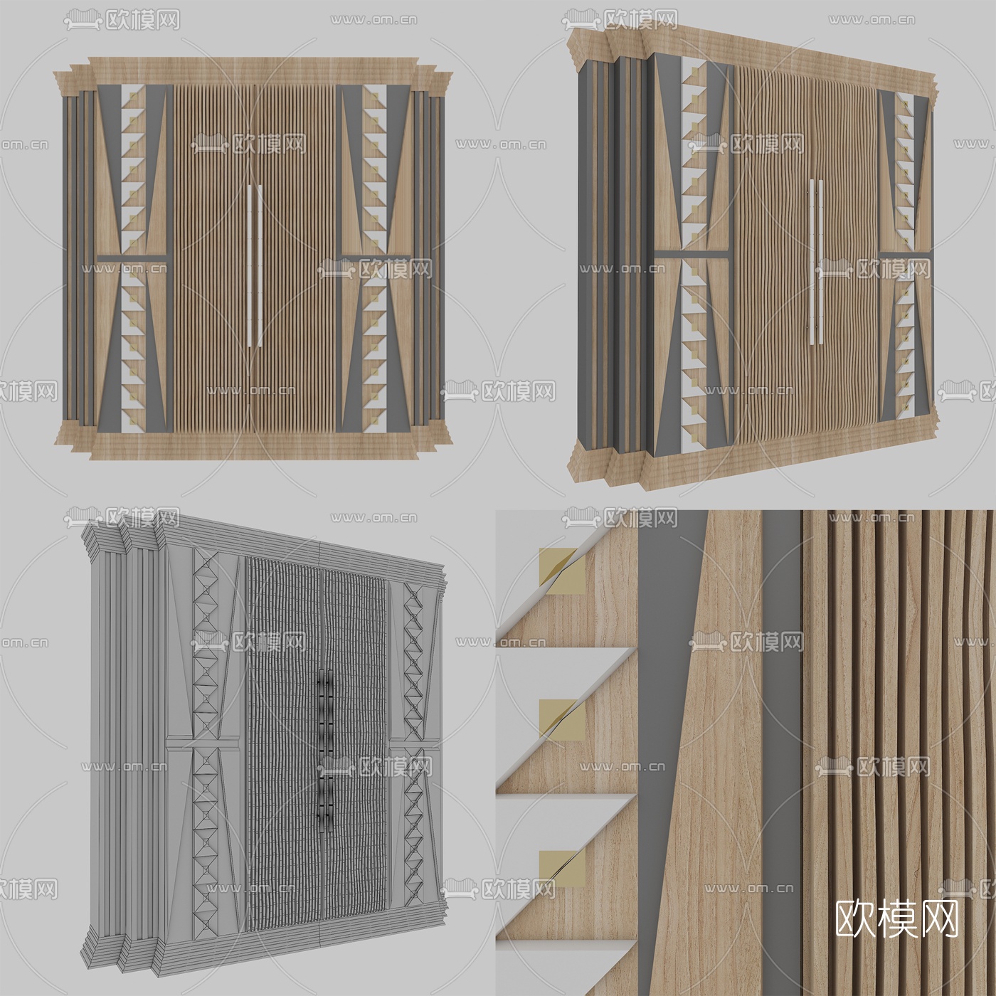 新中式衣柜免费3d模型下载（渲染图1）